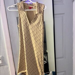 Guess Tan Logo Print Mini Dress